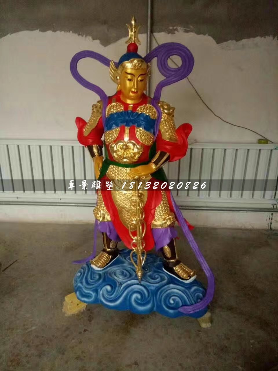 玻璃鋼彩繪韋陀菩薩，寺廟神仙雕塑