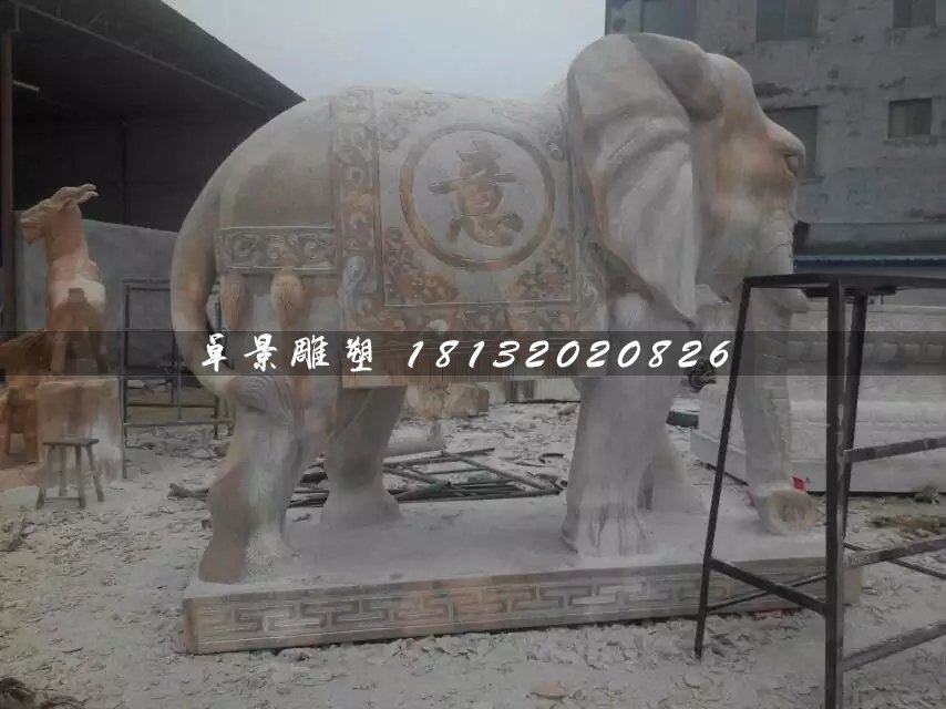 大理石吉祥如意象,石雕大象 (2)