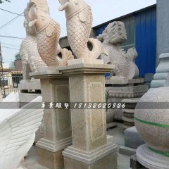 石雕魚，晚霞紅動物雕塑