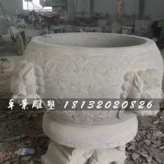 水缸石雕，大理石仿古水缸