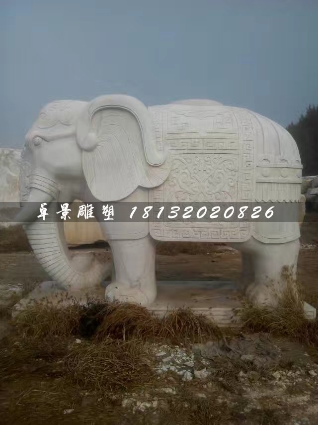 漢白玉大象石雕，馱寶大象石雕 (3)