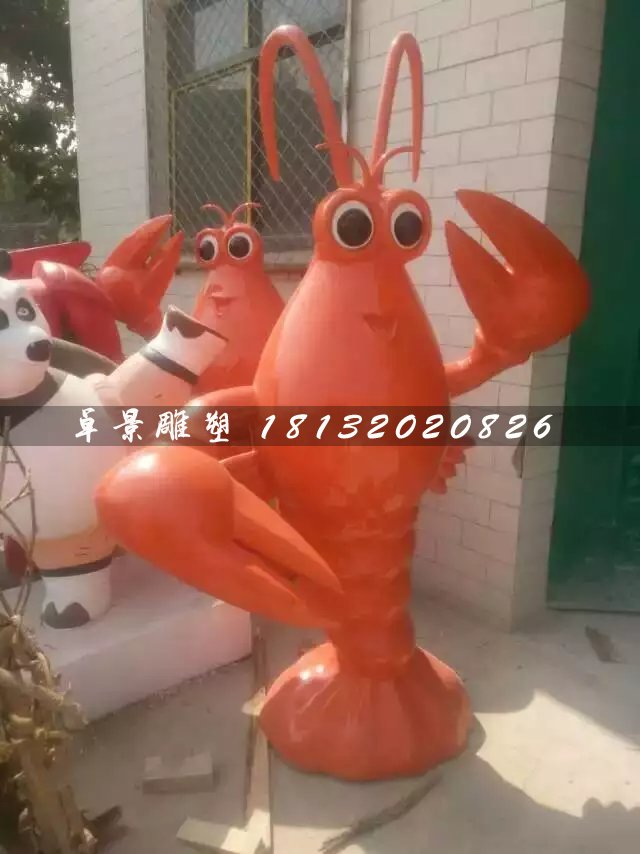 卡通大蝦雕塑，飯店標志雕塑 (1)