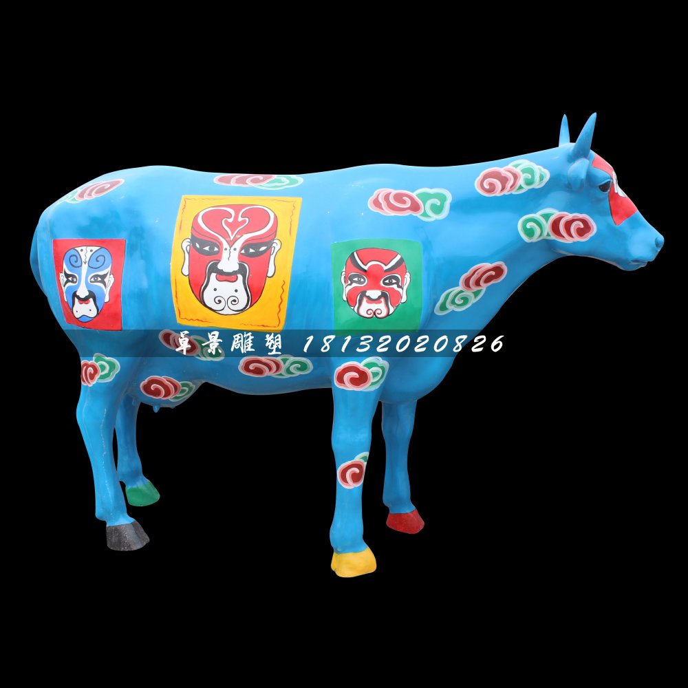 彩繪牛雕塑，玻璃鋼動(dòng)物雕塑 (5)