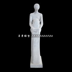 沉思的少女石雕，公園抽象人物石雕