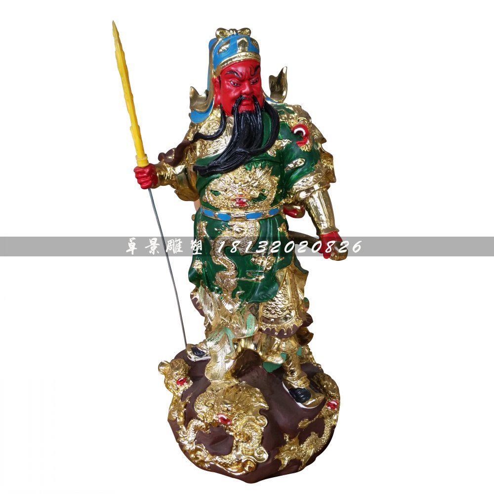 彩繪關(guān)公，玻璃鋼武財(cái)神雕塑
