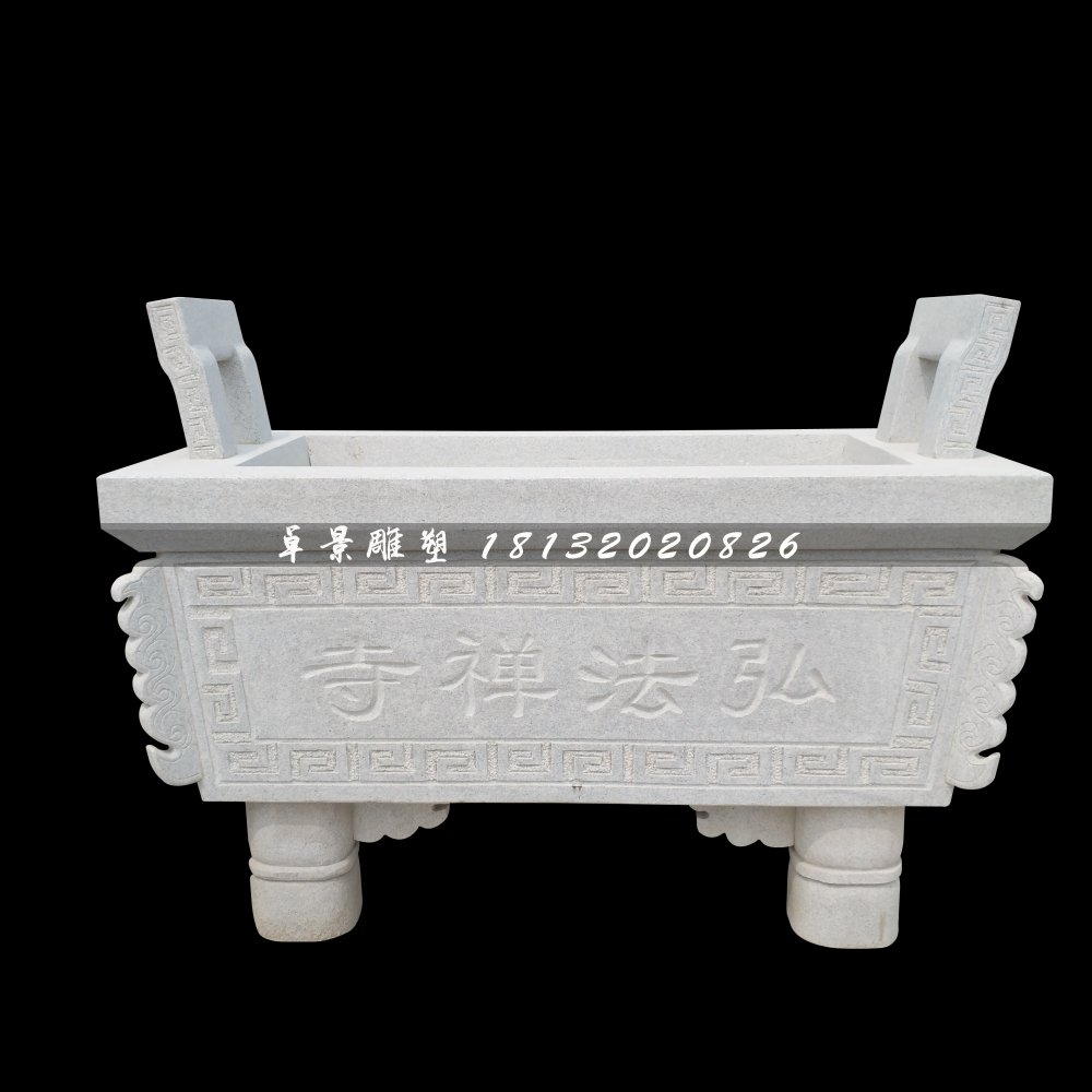 寺廟香爐石雕，方形石香爐