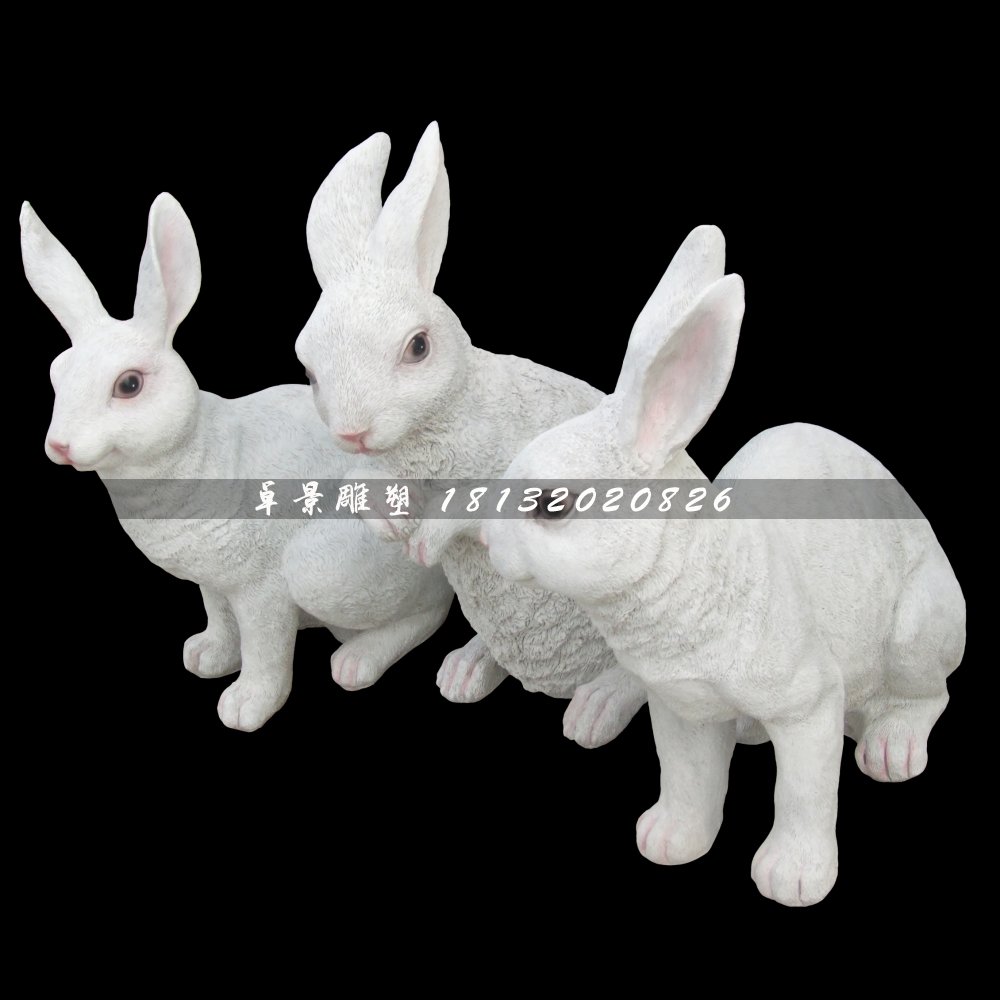 仿真小白兔，玻璃鋼動物雕塑