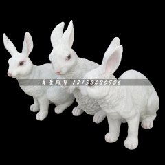 仿真小白兔，玻璃鋼動物雕塑