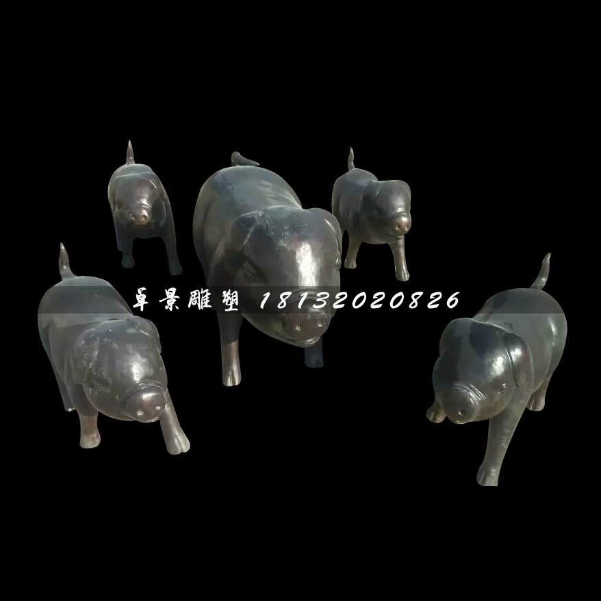 鑄銅的雕塑，小豬銅雕