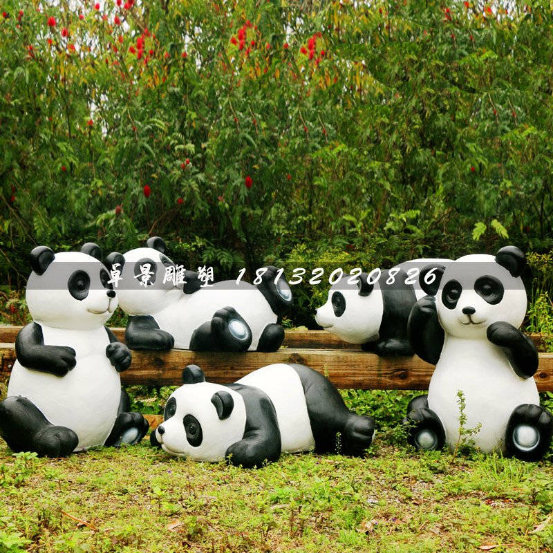 公園大熊貓雕塑，玻璃鋼動(dòng)物雕塑 (3)