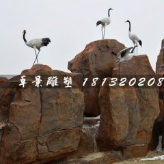 仿真仙鶴雕塑，玻璃鋼動物雕塑