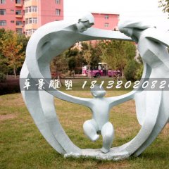 抽象人物石雕，公園天倫之樂石雕