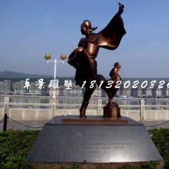 聞雞起舞銅雕，古代人物銅雕