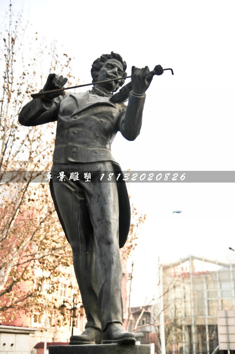 拉小提琴銅雕，西方人物銅雕