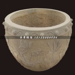 水缸石雕，大理石水槽雕塑