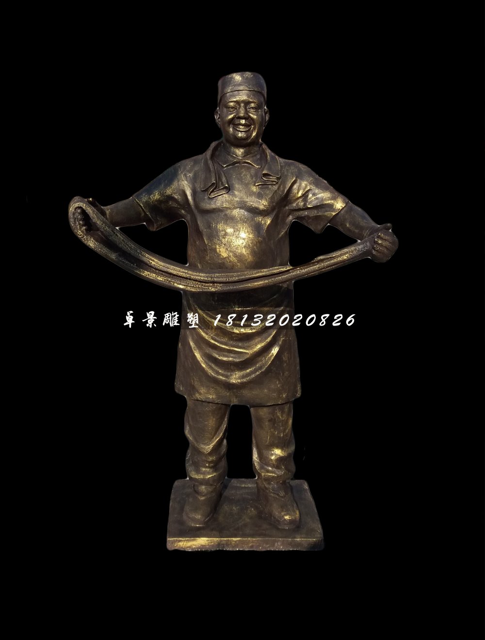 拉面雕塑，玻璃鋼仿銅人物雕塑 (2)