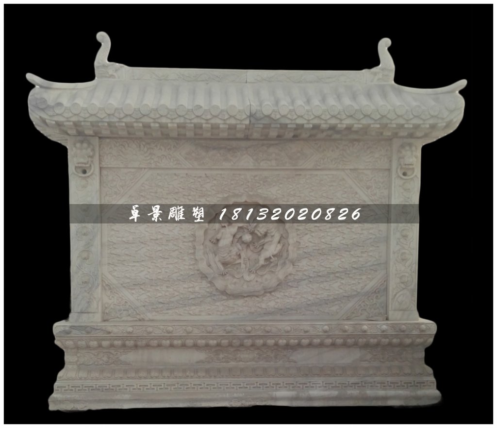 大理石影壁雕塑，仿古石影墻 (2)