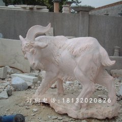 石雕山羊雕塑，公園動(dòng)物石雕