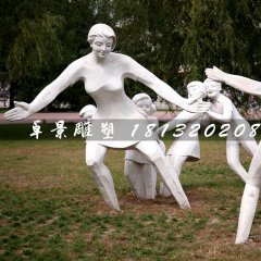 老鷹捉小雞石雕，公園小品石雕