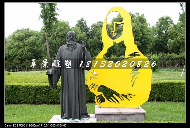 達芬奇銅雕，公園名人銅雕
