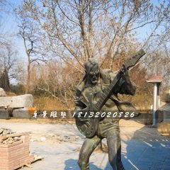 吉他手銅雕，公園人物銅雕