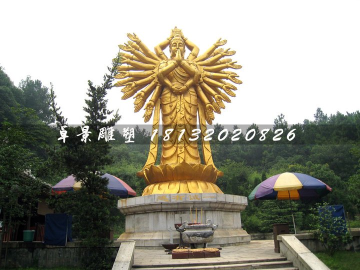 千手觀音銅雕，立式銅觀音