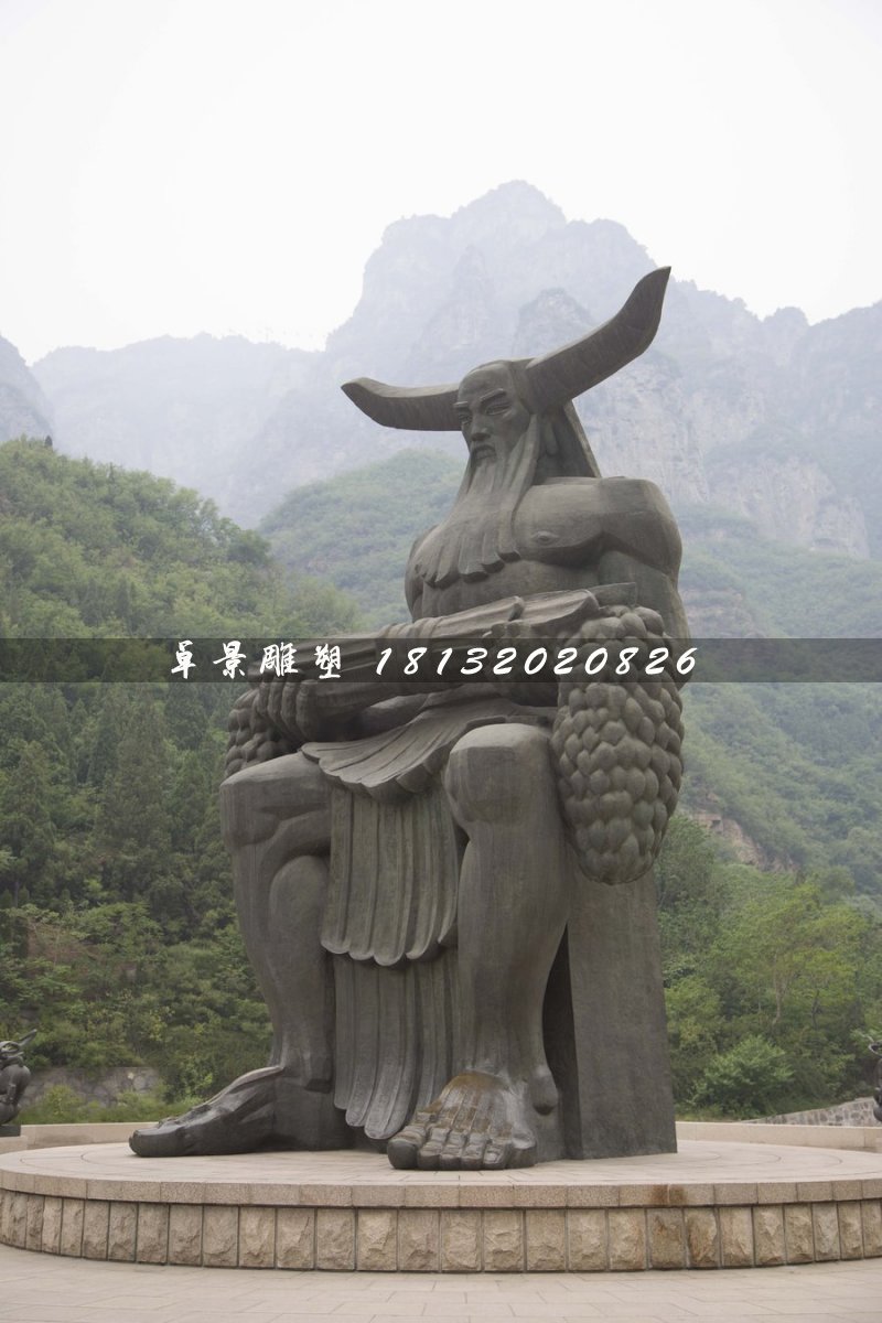 神農(nóng)雕塑，神話人物銅雕