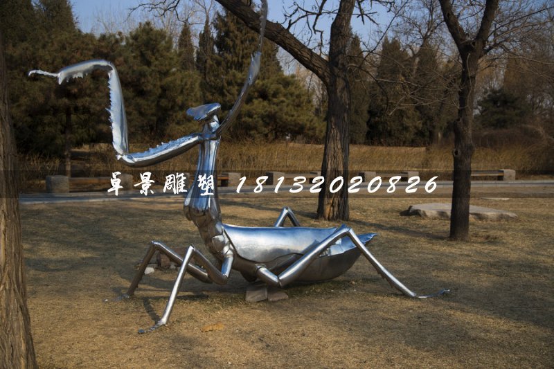不銹鋼螳螂雕塑，昆蟲(chóng)雕塑