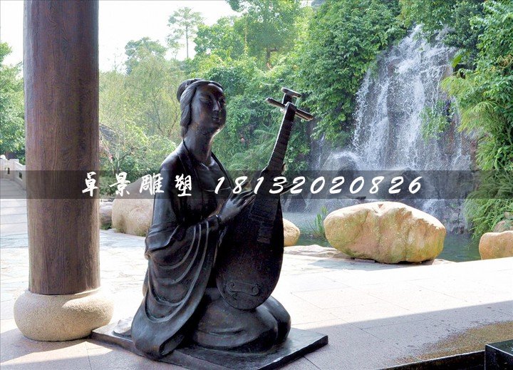 古代樂妓雕塑，公園人物銅雕 (1)