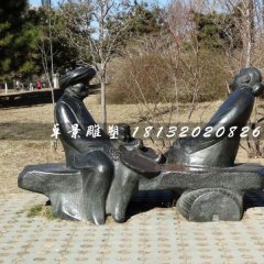 嘮家常銅雕，公園小品銅雕