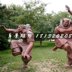 摔跤大漢銅雕，公園鍛銅人物雕塑