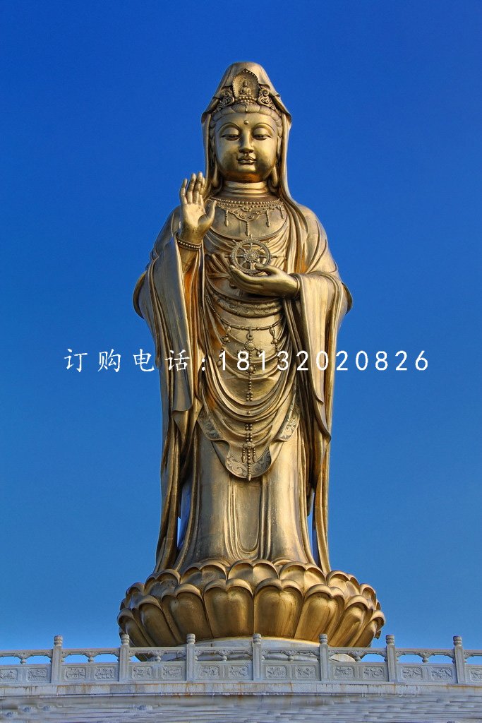 觀世音銅雕，立式觀音銅雕