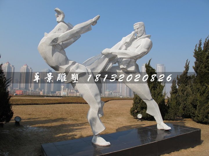武術雕塑，不銹鋼抽象人物