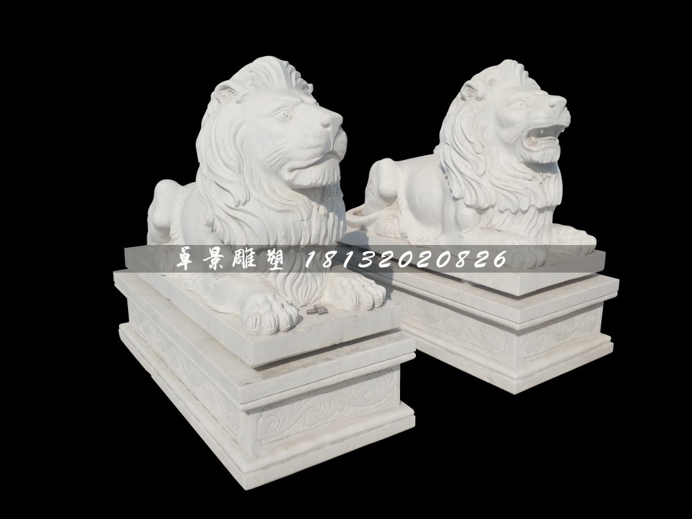 西洋獅石雕，漢白玉獅子雕塑