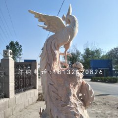 石雕鳳凰，晚霞紅神獸
