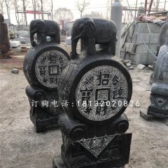抱鼓石雕塑，小象門墩雕塑