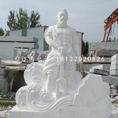 大禹治水石雕，漢白玉古代人物石雕