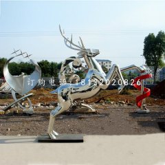 馴鹿雕塑，不銹鋼動(dòng)物雕塑