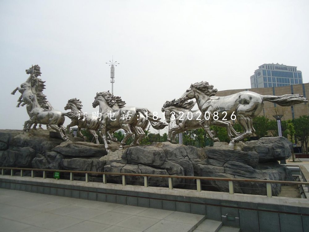 奔騰的馬雕塑，不銹鋼馬雕塑 (2)