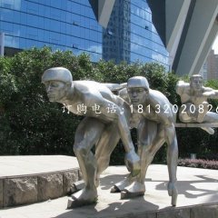 不銹鋼滑冰雕塑，不銹鋼運動員雕塑