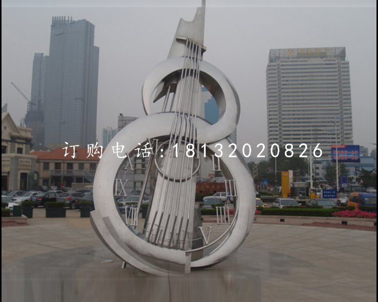 不銹鋼吉他雕塑，廣場(chǎng)不銹鋼雕塑