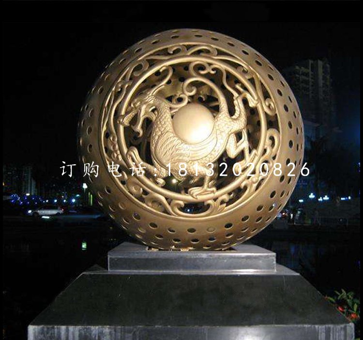 廣場(chǎng)鏤空球雕塑，景觀銅雕