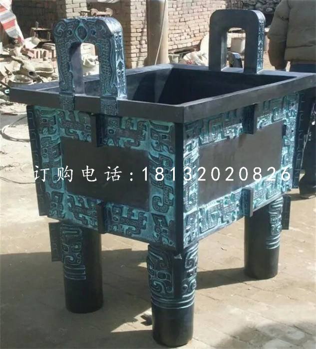 四足鼎銅雕，青銅鼎
