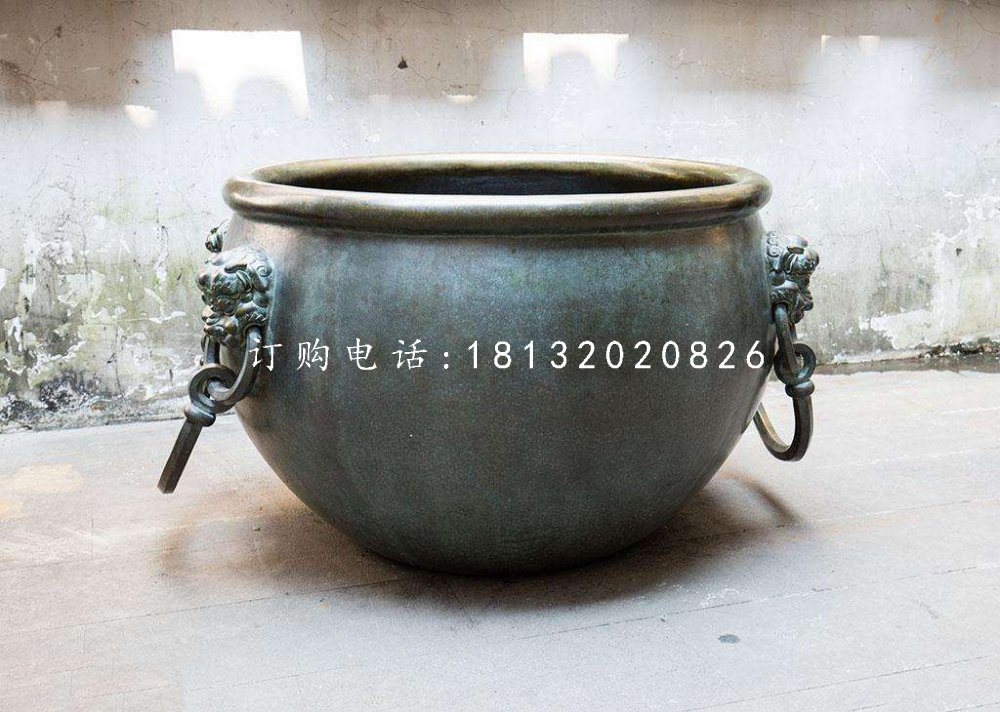 水缸銅雕，青銅水缸雕塑
