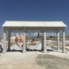 仿古長廊石雕，公園石走廊