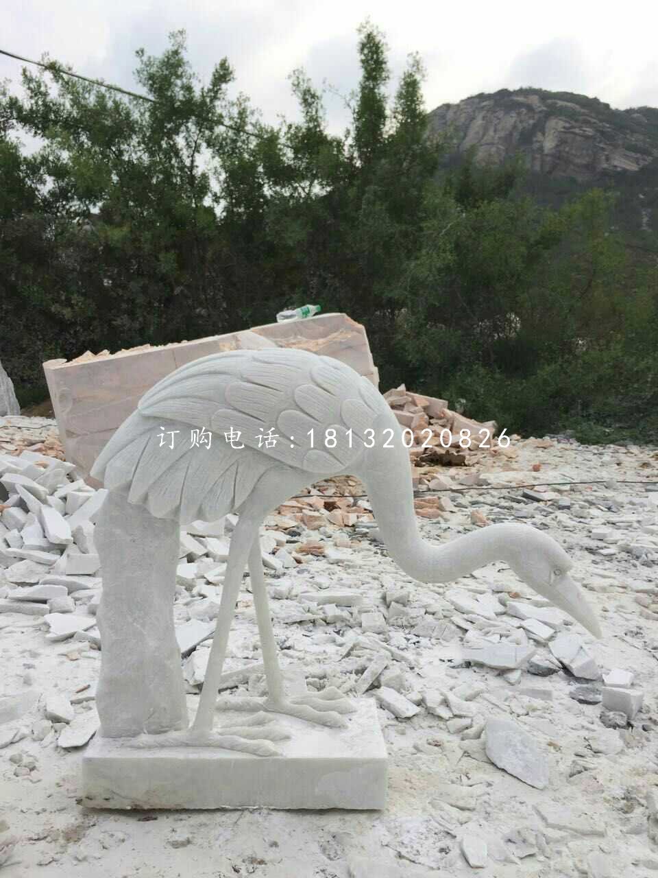 公園仙鶴石雕，漢白玉仙鶴