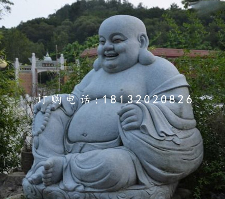 笑面佛石雕，青石彌勒佛