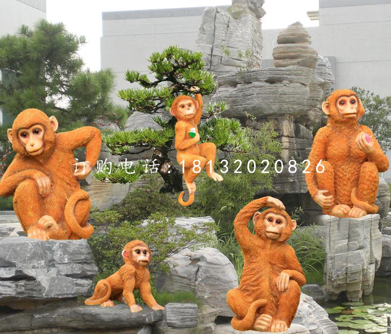 小猴子雕塑，玻璃鋼動物