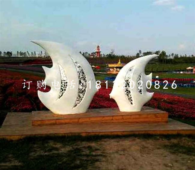 玻璃鋼抽象魚(yú)雕塑,公園景觀雕塑