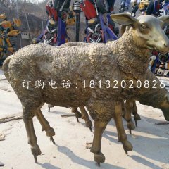 玻璃鋼綿羊雕塑，仿銅動(dòng)物雕塑